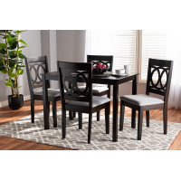 Baxton Studio RH315C-Grey/Dark Brown-5PC Dining Set Lenoir Modern and Contemporary Gray Fabric Upholstered Espresso Brown Finished Wood 5-Piece Dining Set